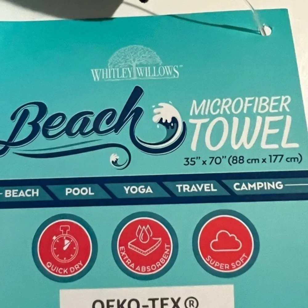 Whitley Willows Sea Turtle Print Packable Microfiber Travel Yoga Towel New